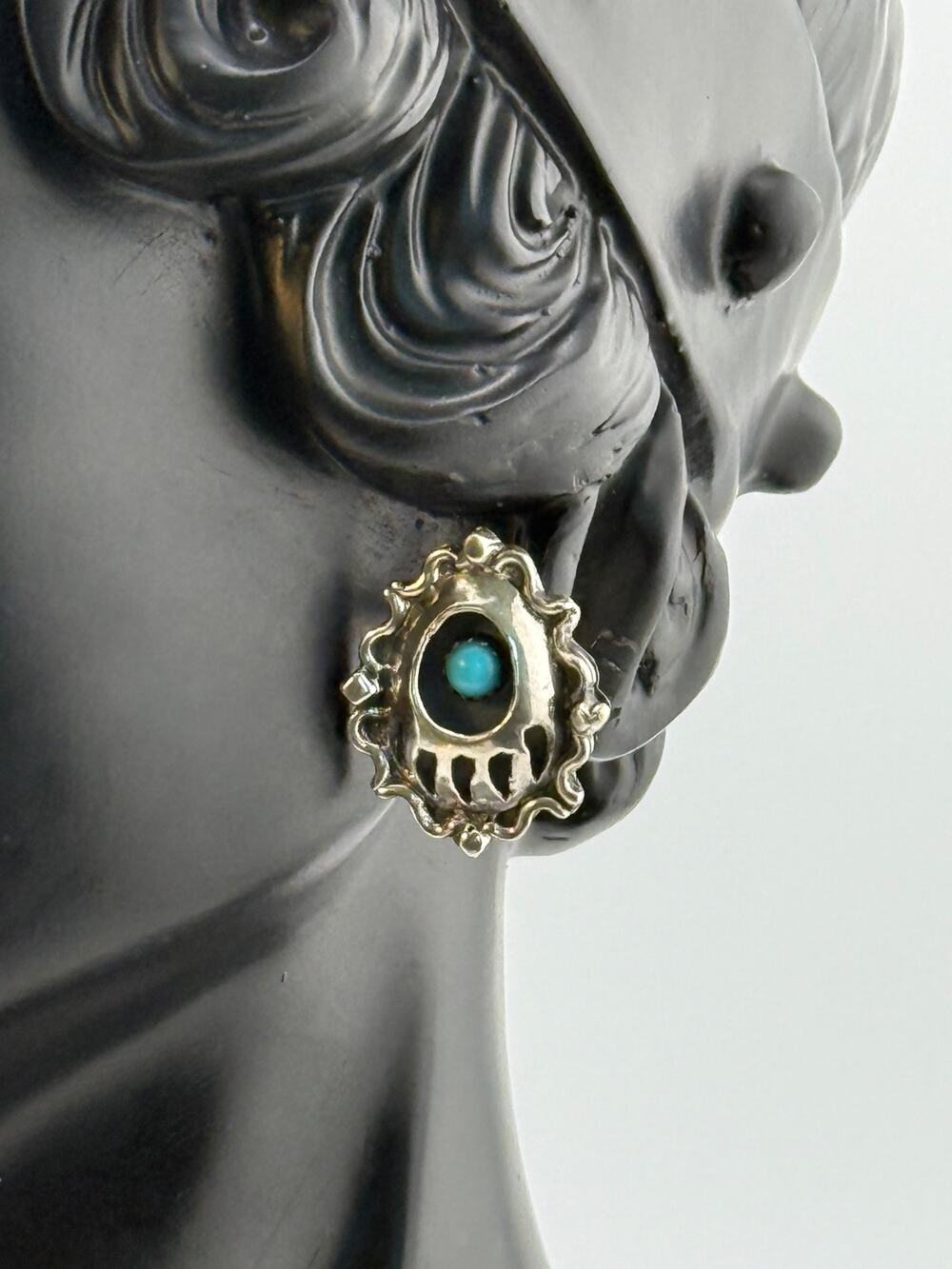 Annie Spencer Turquoise Bear Claw Stud Earrings